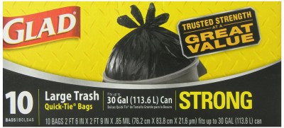 Glad Quick-Tie Heavy Duty 30 Gallon Large Trash Bags 10ct